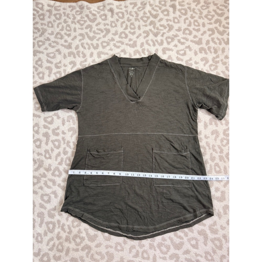 Natural Life Charlie V-Neck Cotton Tunic Dress Olive Green Patch Pockets Size S - Picture 9 of 11